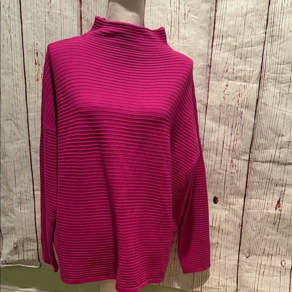 French Connection Sweaters - French Connection Fuchsia Ribbed Turtleneck Sweater